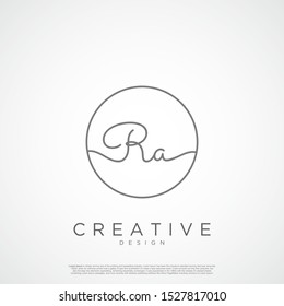 Elegant Initial Letter RA Logo With Circle. Initial letter handwriting and signature logo.