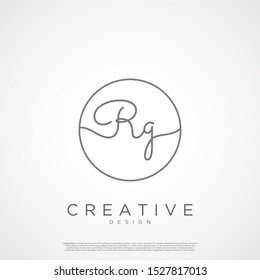 Elegant Initial Letter RQ Logo With Circle. Initial letter handwriting and signature logo.