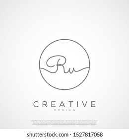 Elegant Initial Letter RV Logo With Circle. Initial letter handwriting and signature logo.