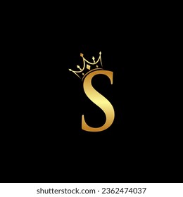 elegant initial letter S with crown logo vector, Creative Lettering Logo Vector Illustration.
