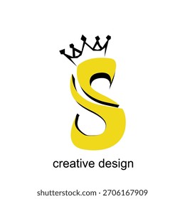 elegante letra inicial S con Vector de logotipo de la corona, Ilustración vectorial de logotipo de letras creativas