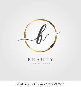 Elegante Logotipo De Letra Inicial Tipo B Con Círculo De Oro Cepillado