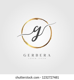 Elegant Initial Letter Type G Logo With Gold Circle Brushed