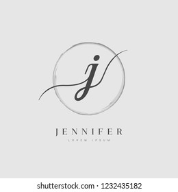 Elegant Initial Letter Type J Logo With Brushed Circle 