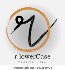 Elegant Initial Letter Type R Logo With Gold Circle Brushed