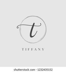 Elegant Initial Letter Type T Logo With Brushed Circle 