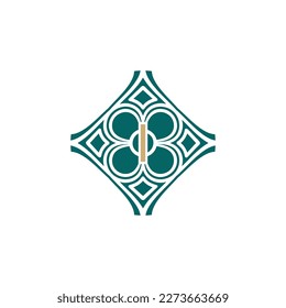 elegant initial letter I unique abstract pattern frame logo