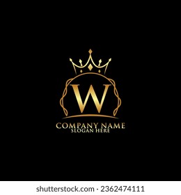elegante letra inicial W con el logotipo vectorial de la corona, Ilustración vectorial con el logotipo de fletamento creativo.