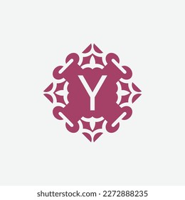 elegant initial letter Y abstract ornament square emblem logo