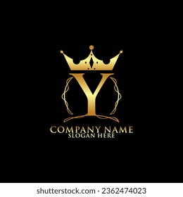 elegant initial letter Y with crown logo vector, Creative Lettering Logo Vector Illustration.