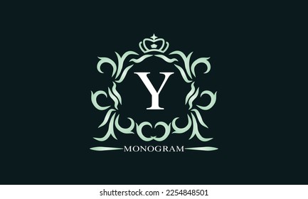 Elegant initial letter Y logo. Vector illustration for restaurant, boutique, hotel, heraldic, jewelry, fashion, business signs or banner, labels.