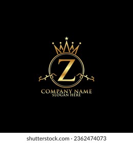 elegant initial letter Z with crown logo vector, Creative Lettering Logo Vector Illustration.