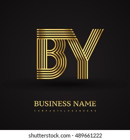 Elegant Initial logo B Y letter gold colored. Vector design template elements for company identity.