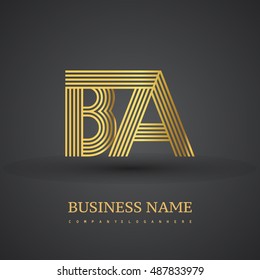 Elegant Initial logo BA letter gold colored. Vector design template elements for company identity.