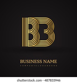 Elegant Initial logo BB letter gold colored. Vector design template elements for company identity.