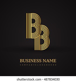 Elegant Initial logo BB letter gold colored. Vector design template elements for company identity.