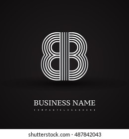 Elegant Initial logo BB letter silver colored. Vector design template elements for company identity.