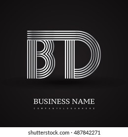 Elegant Initial logo BD letter silver colored. Vector design template elements for company identity.