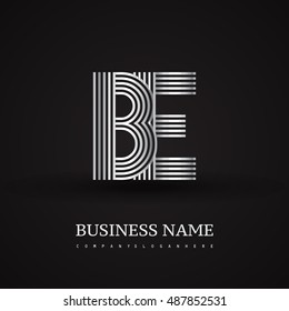 Elegant Initial logo BE letter silver colored. Vector design template elements for company identity.