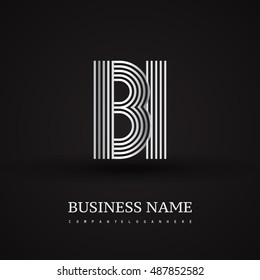 Elegant Initial logo BI letter silver colored. Vector design template elements for company identity.