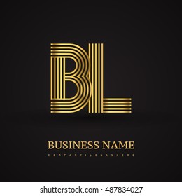 Elegant Initial logo BL letter gold colored. Vector design template elements for company identity.