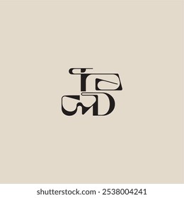 elegant initial logo bold style and luxury concept TD curved typography monogram letter