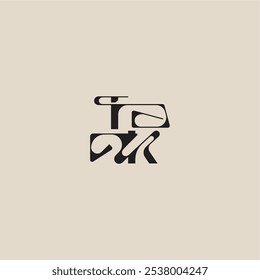 elegant initial logo bold style and luxury concept TK curved typography monogram letter