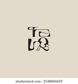 elegant initial logo bold style and luxury concept TQ curved typography monogram letter