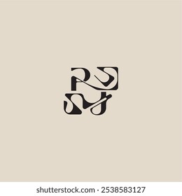logotipo inicial elegante estilo arrojado e conceito de luxo PJ curvo tipografia monograma letra