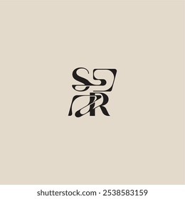 logotipo inicial elegante estilo arrojado e conceito de luxo SR curvo tipografia monograma letra