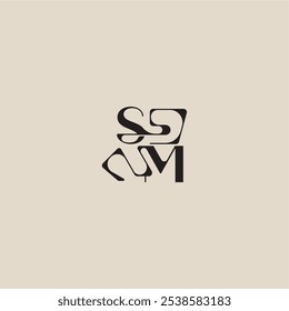elegant initial logo bold style and luxury concept SM curved typography monogram letter