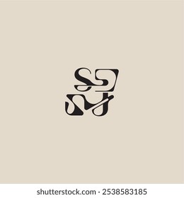 elegant initial logo bold style and luxury concept SJ curved typography monogram letter