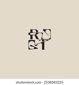 élégant logo initial style audacieux et concept de luxe RT courbé typographie lettre monogramme