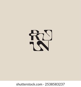 logotipo inicial elegante estilo arrojado e conceito de luxo RN curvo tipografia monograma letra