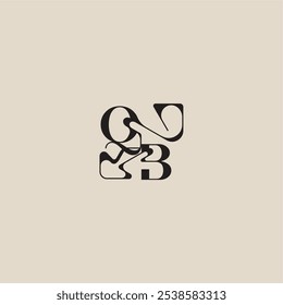 elegant initial logo bold style and luxury concept QB curved typography monogram letter