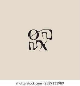 logotipo inicial elegante estilo arrojado e conceito de luxo OX curvo tipografia monograma letra