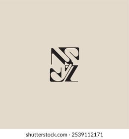 logotipo inicial elegante estilo negrito e conceito de luxo NZ carta de monograma de tipografia curvada