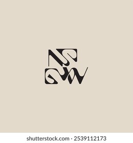Elegante logotipo inicial estilo audaz y concepto de lujo NW letra de monograma de tipografía curva