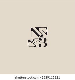 elegante logotipo inicial estilo audaz y concepto de lujo NB letra de monograma de tipografía curva