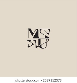 logotipo inicial elegante estilo arrojado e conceito de luxo MU curvo tipografia monograma letra