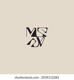 elegant initial logo bold style and luxury concept MV curved typography monogram letter