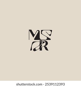 logotipo inicial elegante estilo negrito e conceito de luxo MR tipografia curvada carta monograma