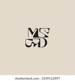 elegant initial logo bold style and luxury concept MD curved typography monogram letter