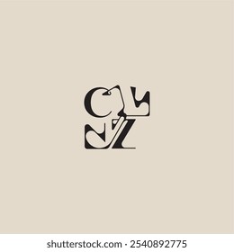elegant initial logo bold style and luxury concept CZ curved typography monogram letter