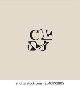 elegant initial logo bold style and luxury concept CJ curved typography monogram letter