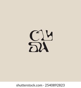 elegant initial logo bold style and luxury concept CA curved typography monogram letter