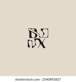 Elegante logotipo inicial estilo audaz y concepto de lujo BX letra de monograma de tipografía curva