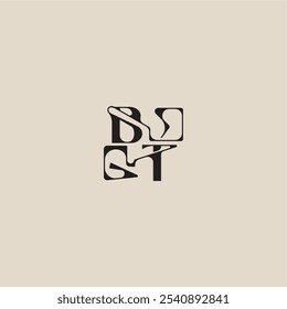 elegant initial logo bold style and luxury concept BT curved typography monogram letter