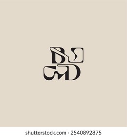 elegant initial logo bold style and luxury concept BD curved typography monogram letter