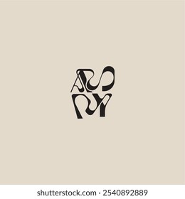 elegant initial logo bold style and luxury concept AY curved typography monogram letter
